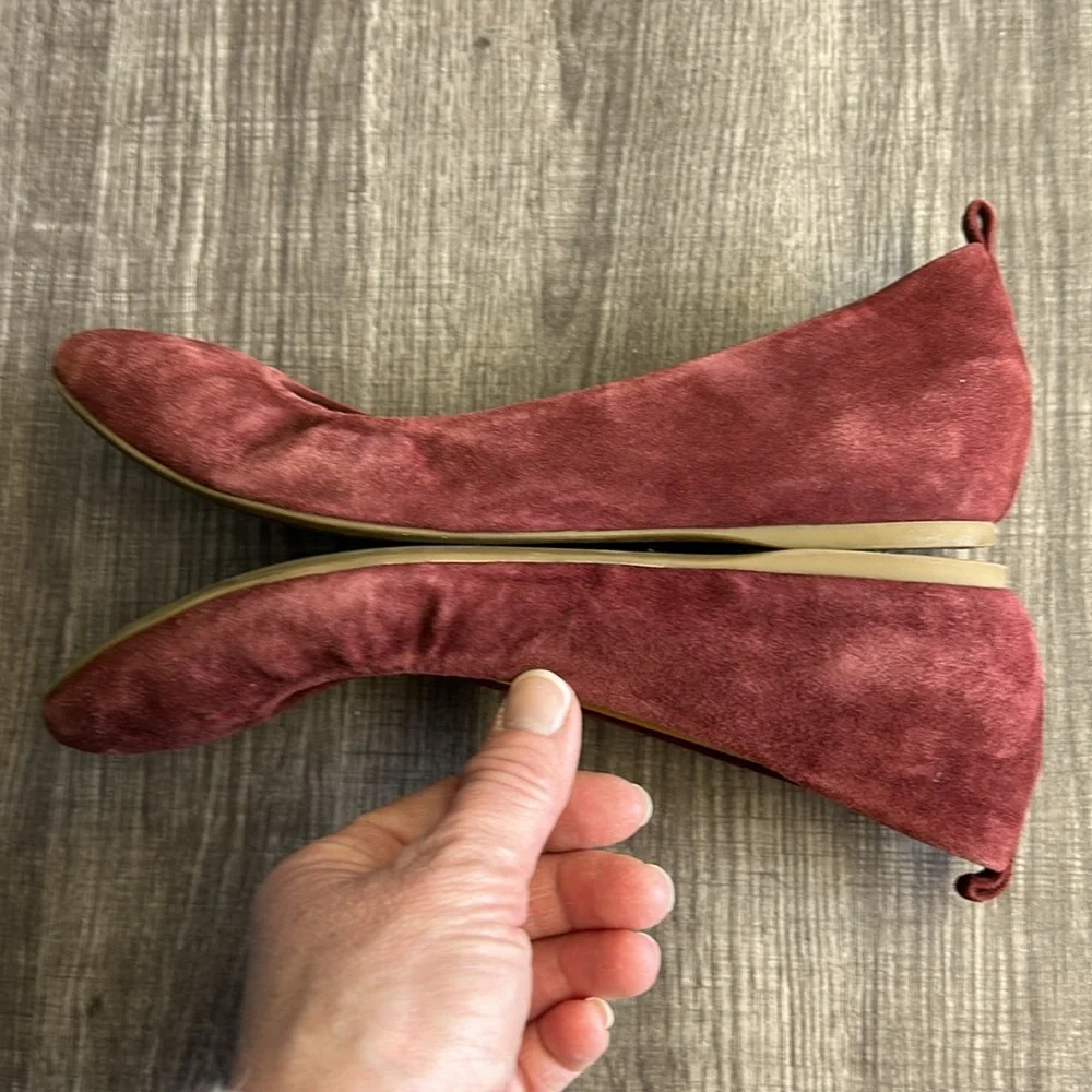J. Crew Plum Purple Cece Suede Leather Ballet Flats Slip-On Hidden‎ Wedge 6.5